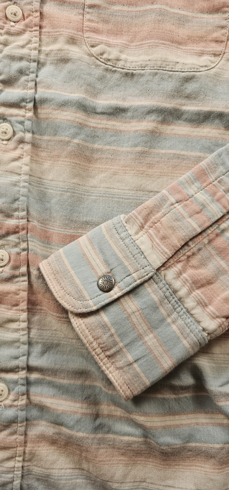 Faherty Reversible Stripped Plaid Solid Cotton Sh… - image 5