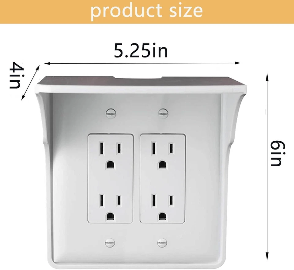 2 Pac White Double Wall Outlet Shelf-Home Wall Shelf Organizer for Outlets, Perf - Image 3 of 4
