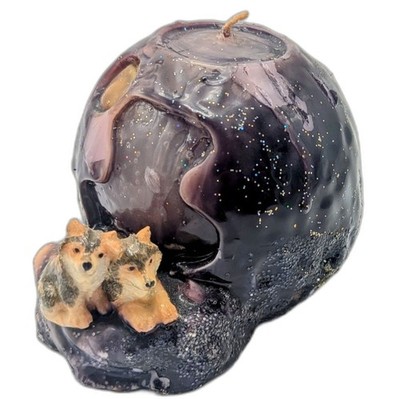 Funky Celestial Wolves in the Full Moon Candle Whimsigoth Mystical Maximalist