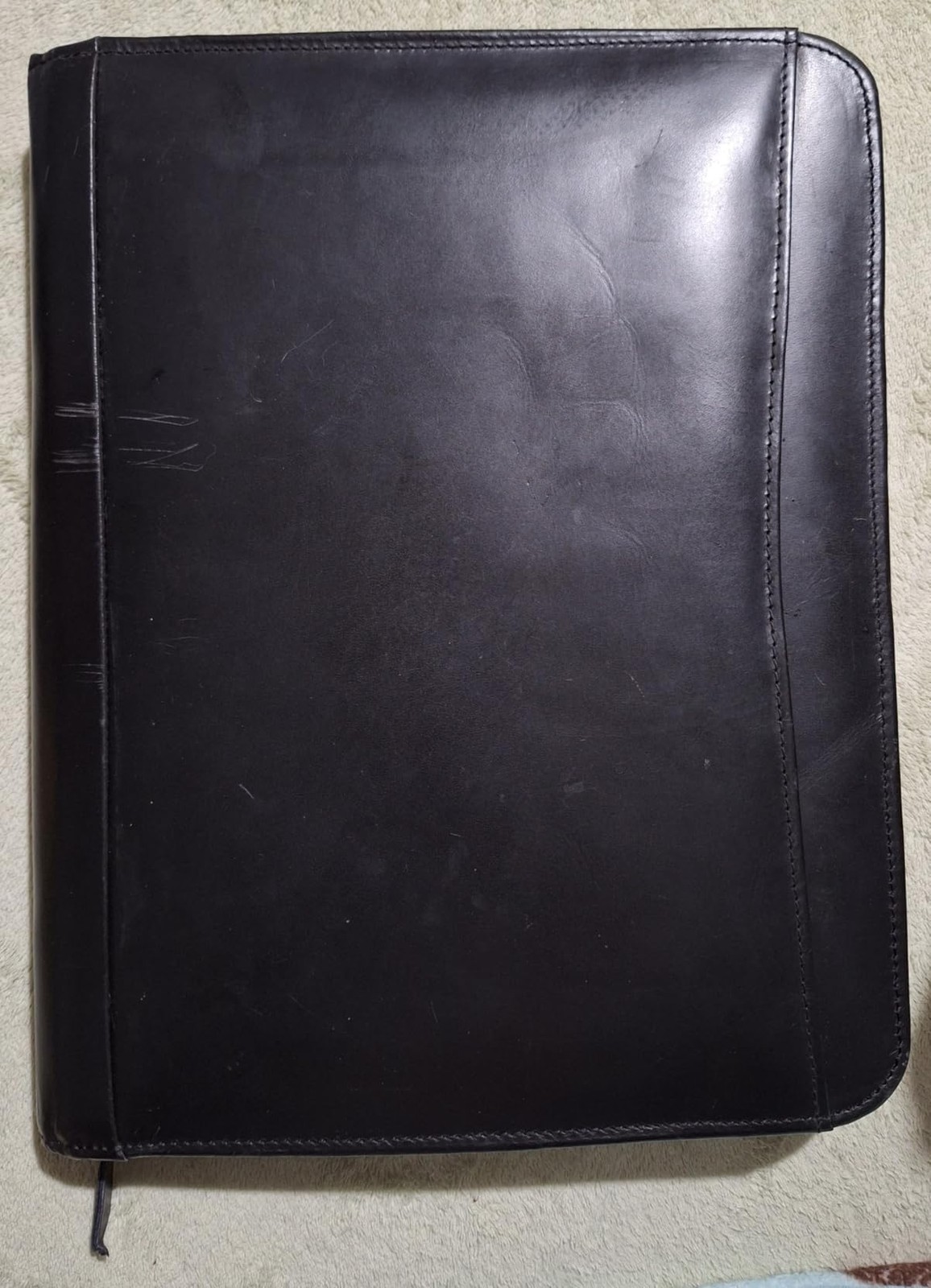 Genuine Leather Portfolio Organizer with Zipper for Men Wome