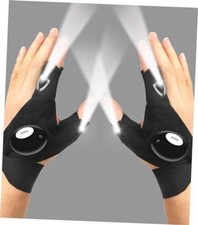 2 LED Flashlight Gloves Outdoor,Work Gloves with Light for Darkness Places,
