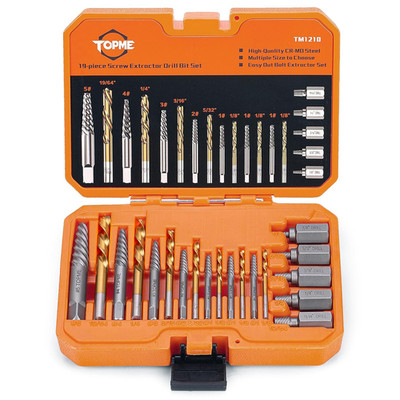 19 Piece Screw Extractor and Left Hand Drill Bits Set, Easy Out Screw Extractor