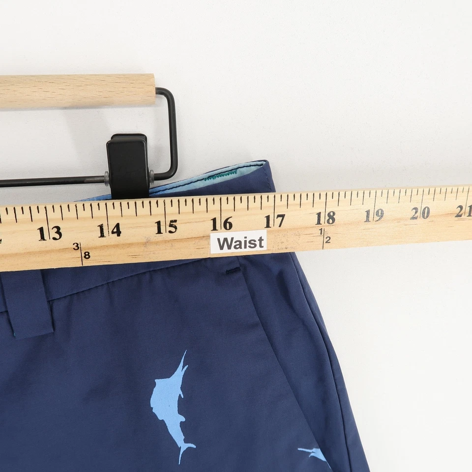 Tommy Bahama Pantalones Cortos Para Hombres 34 Azul Marlín Estampado de Peces Híbridos Bolsillos Playa Informal Foto 3 de 4