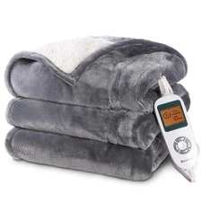 Heated Blanket, Electric Blanket-84''x90'', Soft Flannel Lamb Swool Heating B...