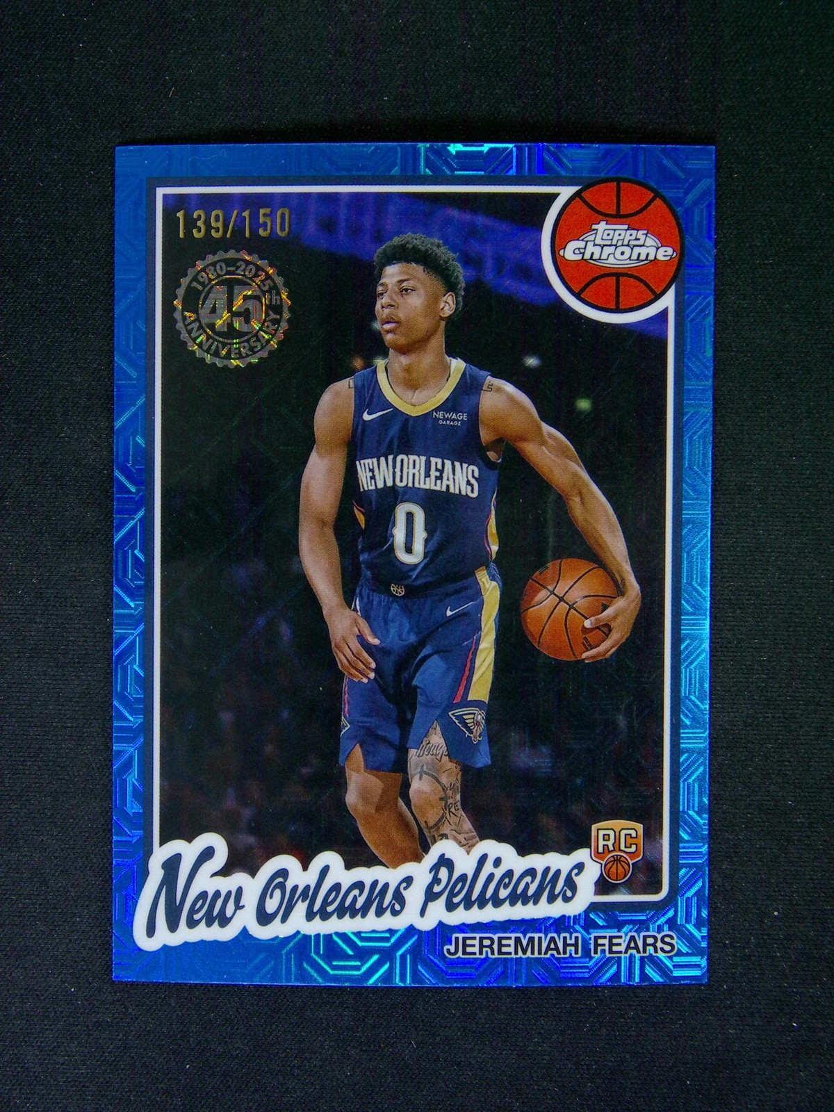 2025-26 Topps Flagship NBA Jeremiah Fears RC 1980-81 45th Chrome Blue Mojo /150