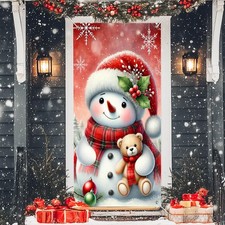 Christmas Snowman Door Cover Decoration Banner 71 x 35 Inch