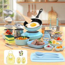 Kids Cooking Sets Real, Kid Safe Montessori Mini Tools Includes Stove Burner
