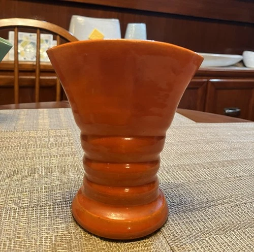 Matt Carlton BAUER POTTERY Fan Vase 6”  Vintage