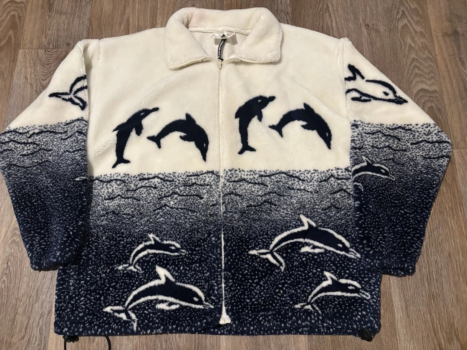 BLACK MOUNTAIN OUTDOOR White Dolphin Ultra Plush Fleece Jacket Size L Blue Mens