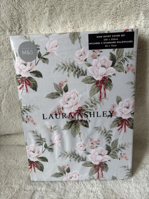 Laura Ashley Gardenia Schleife Salbei Bettbezug & Kissenbezug Set - King Size UVP 110 £