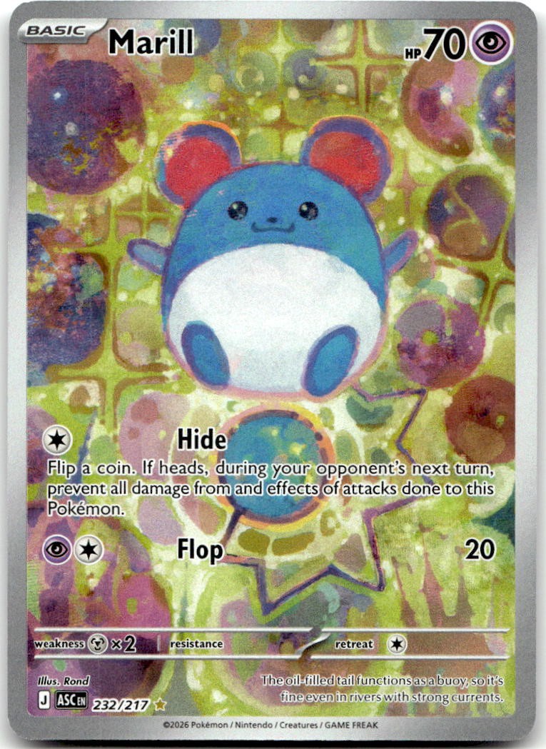 MARILL 232/217 -- NEAR MINT -- ILLUSTRATION RARE ASCENDED HEROES POKEMON HOLO --