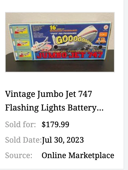 LUCES INTERMITENTES JUMBO JET 747 DE COLECCIÓN A BATERÍA 16" 1988 NUEVO AVIÓN NOS Foto 3 de 4