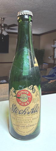 RARE ORIGINAL ANTIQUE STOCK ALE PAPER LABEL BEER BOTTLE!! " TORONTO, CANADA "