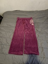 Y2K Juicy Couture Purple Velour Rhinestone Track Pants Vintage Baggy