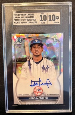 2023 Bowman Chrome 1st Hans Montero Atomic Refractor 044/100 SGC 10/10