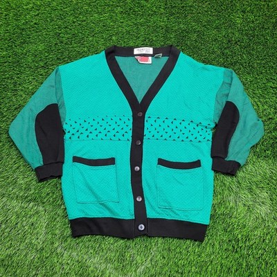 Vintage Gitano Cardigan Womens Small 22x26 Baggy Blue-Green 90s Y2K
