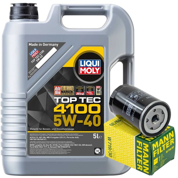 MotoröL Set Liqui Moly 5W-40 5 Liter + ÖLfilter FüR Audi Seat Skoda VW Golf VI-image