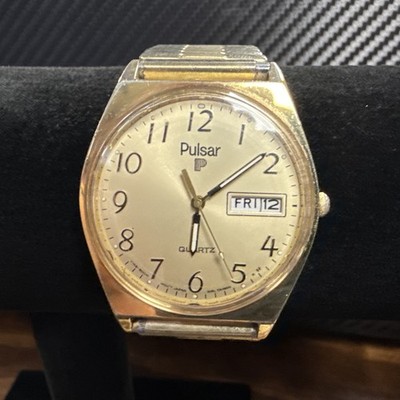 Vintage Pulsar Seiko Gold Tone Men s DayDate Classy Elegant Round Watch #113