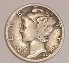 1929 S Mercury Silver Dime circulated Good , Average circulated