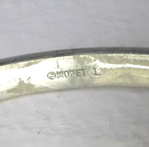 Signed MONET  plain Silver Bangle bracelet  1950s… - image 3