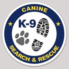 4 Inch Non-Reflective Search & Rescue K9 K-9 Rescuer Canine Round Sticker