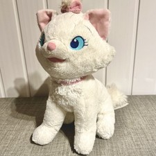 Disney Store 12” Marie Aristocat Soft Plush White Cat Toy Teddy Pink Shiny Bow