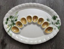 Vintage Los Angeles Potteries California Ceramic Deviled Egg Platter 16"x12.5"