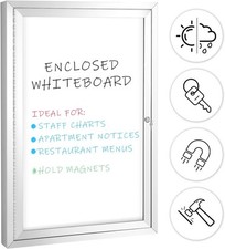 SWANCROWN Enclosed Bulletin Board Magnetic Dry Erase 36x24 inches, White