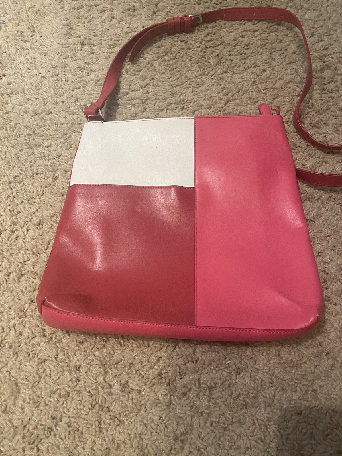 vera bradley purse red white pink color block crossbody purse leather