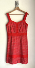 Tory Burch Berdine Eyelet A-Line Pleated Dress – Habanero Pepper Red – Size 10