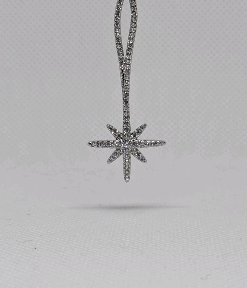 Collar Estrella Brillante Relleno Oro Blanco 16-18" Ajustable para Mujer con Circonita Vvs Foto 2 de 4