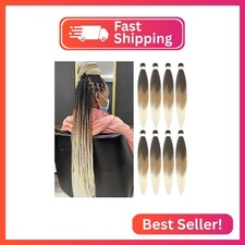 Braiding Hair Pre Stretched 26 Inch 8 Pack Yaki Straight Texture, 1B/27/613