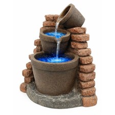 Streetwize Solar Corner Brick Wall Pots Water Feature With LED Lights - GW283