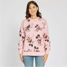 Disney 100 Cartoon Graphic Mickey Light Pink Sweater Size Small