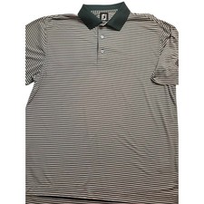 FootJoy FJ Men's Green White Stripped Short Sleeve Polo Golf Shirt Size Large