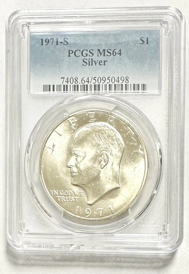 Silver Eisenhower Ike Dollar 1971 S PCGS Graded MS 64 Uncirculated $1 Coin - Image 3 of 4