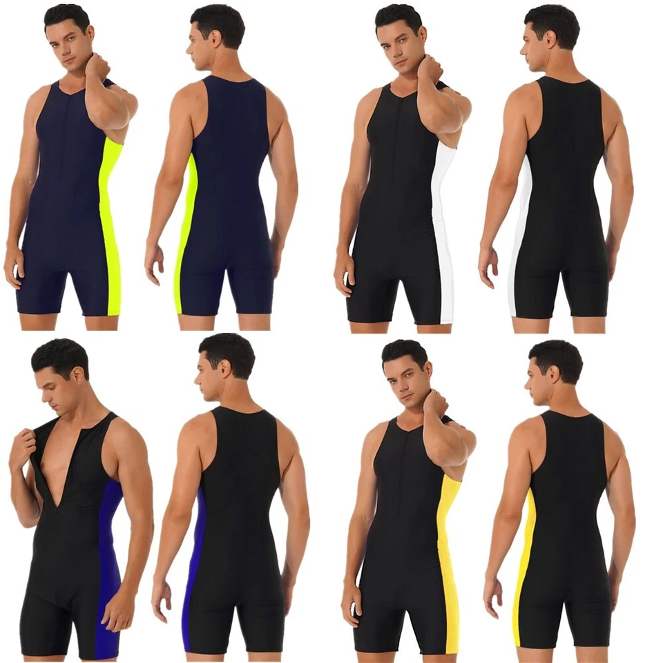 DE Herren Badeanzug Einteiler Bodysuit Schwimmanzug Overalls Surfanzug Wetsuit - Bild 2 von 4