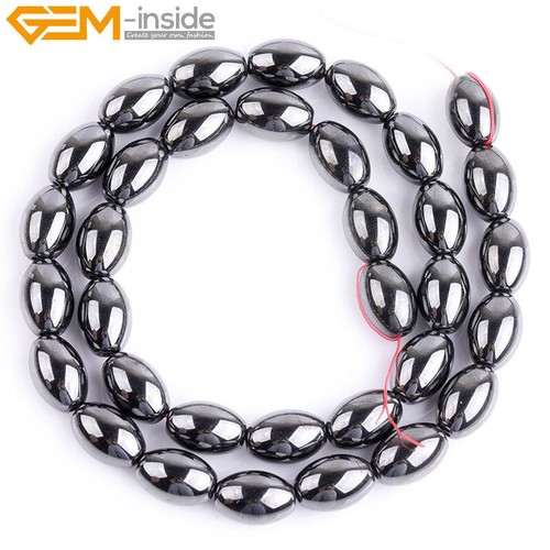 Black Hematite Beads 15" Olivary Natural Stone Luxury Healing Jewellery Supplies - Picture 9 of 33