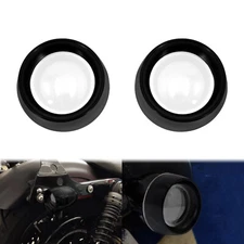 Bullet Style Turn Signal Light Lens Trim Ring Cover Matte Black For Touring Dyna