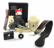 GBS Premium Classic Ivory Straight Razor Shaving Set - Shave Ready