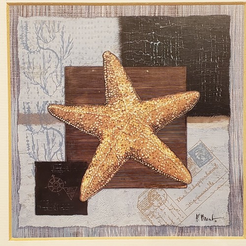 P. BRENT SIGNED MATTED & FRAMED STAR FISH PRINT 9.5"X11.5" - Picture 2 of 11