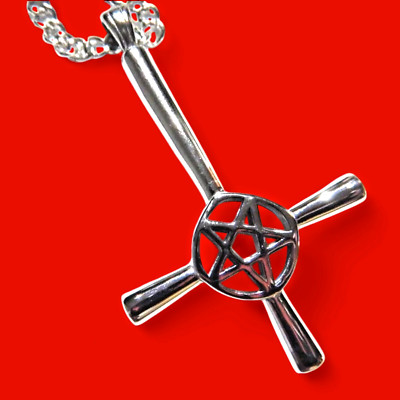 Satanic Kings Chain INVERTED CROSS PENTAGRAM NECKLACE stainless steel pendant chain Satanic ...