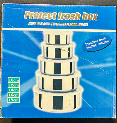 PROTECT FRESH BOX HIGH QUALITY STAINLESS STEEL WARE 10 PC SET(5 container 5 lid)