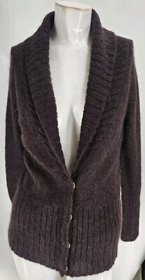 Laura Clement Collection Women's Sweater 6/8 Brown Knit Kid Mohair Wool Lofty...