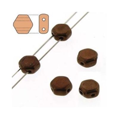 Honeycomb Czech Beads 2 Hole Hexagon 18211 Jet Bronze 2Strand 60bead