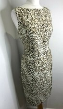 Jones New York pencil dress US10 UK 12 14 VGC animal print ruched side sheath