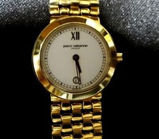Wristwatch Lady's Michel Herbelin Paco Rabanne Gold ETA Saphire NOS 1980s France