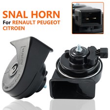2 Pcs 110-125db Loud High Low Tone Loud Snail Horn For Renault Peugeot & Citroen