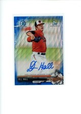 2017 Bowman Chrome Draft D.L. Hall #CDA-DH 1st Blue Wave Refractor Auto 2/150