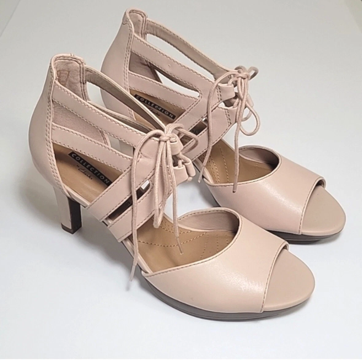 Nuovi sandali stringati Clarks morbidi Cushion Adriel Elania rosa polvere donna taglia 8